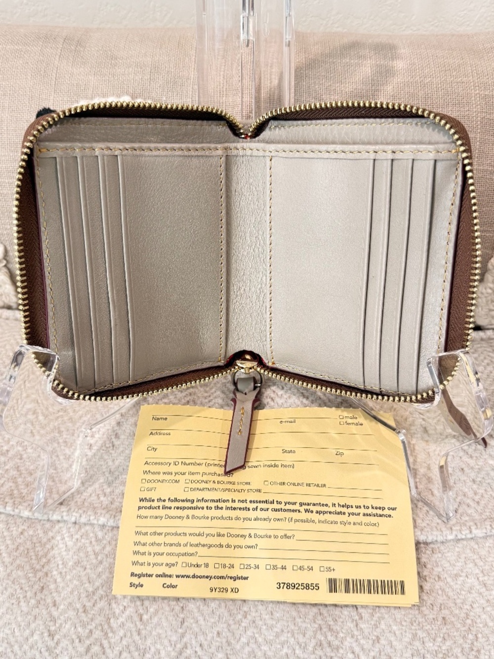 Dooney & Bourke Florentine Small Zip Around Wallet Taupe Beige Compact - Picture 3 of 5